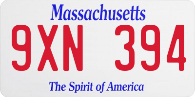 MA license plate 9XN394