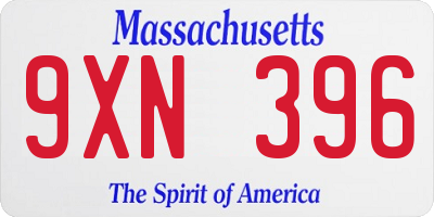 MA license plate 9XN396
