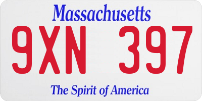 MA license plate 9XN397