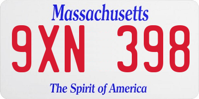 MA license plate 9XN398