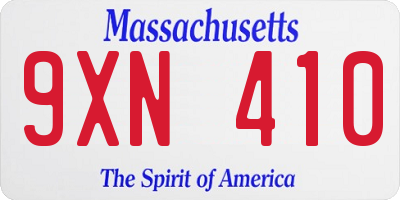 MA license plate 9XN410