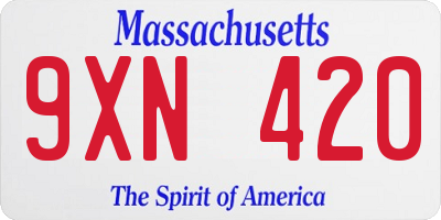 MA license plate 9XN420