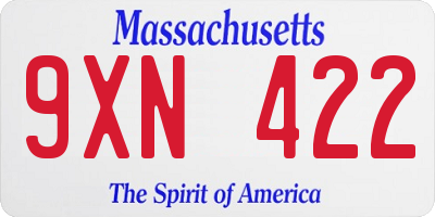 MA license plate 9XN422