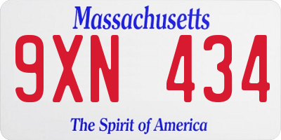 MA license plate 9XN434