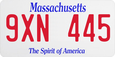 MA license plate 9XN445