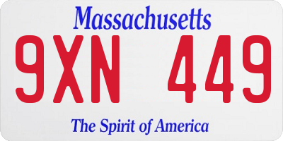 MA license plate 9XN449