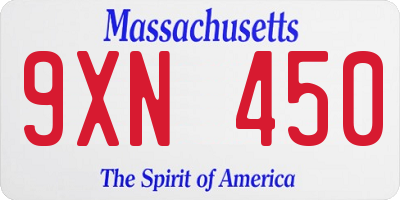 MA license plate 9XN450