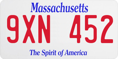 MA license plate 9XN452