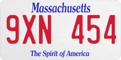 MA license plate 9XN454