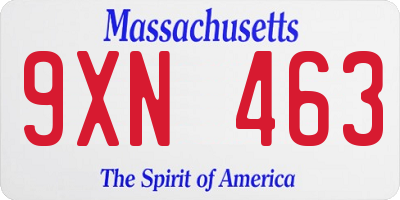 MA license plate 9XN463