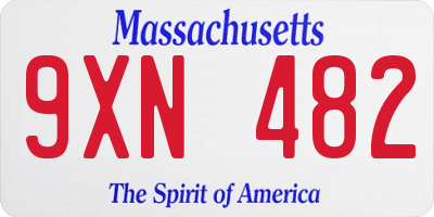 MA license plate 9XN482
