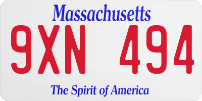 MA license plate 9XN494