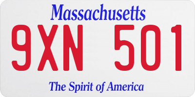 MA license plate 9XN501