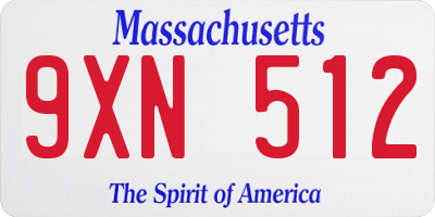 MA license plate 9XN512