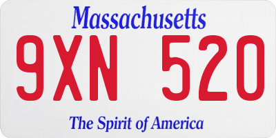 MA license plate 9XN520