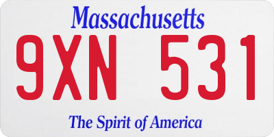 MA license plate 9XN531