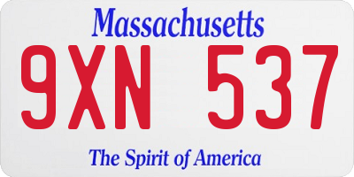 MA license plate 9XN537