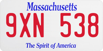 MA license plate 9XN538
