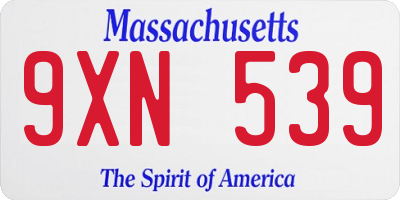 MA license plate 9XN539