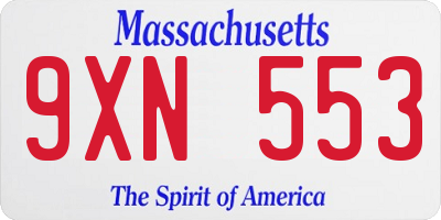 MA license plate 9XN553