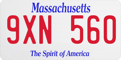 MA license plate 9XN560