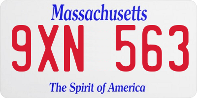 MA license plate 9XN563