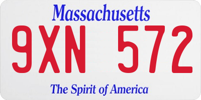 MA license plate 9XN572
