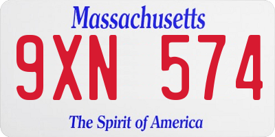 MA license plate 9XN574