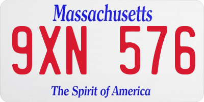 MA license plate 9XN576