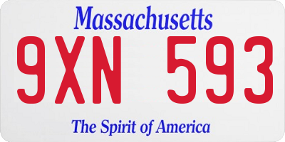 MA license plate 9XN593
