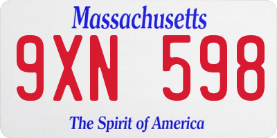 MA license plate 9XN598