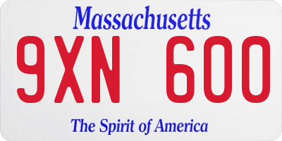 MA license plate 9XN600