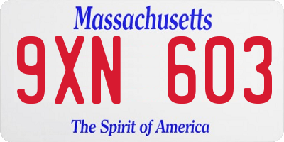 MA license plate 9XN603