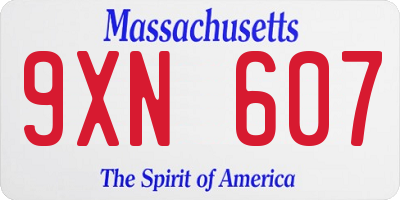 MA license plate 9XN607