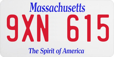 MA license plate 9XN615