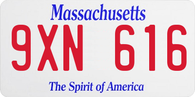 MA license plate 9XN616