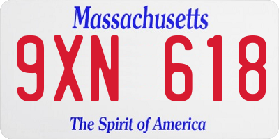 MA license plate 9XN618