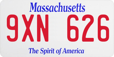 MA license plate 9XN626