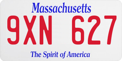 MA license plate 9XN627