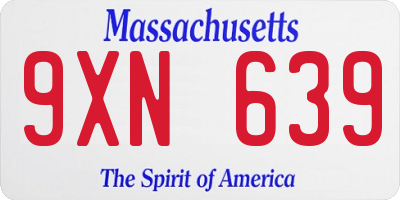MA license plate 9XN639