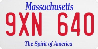 MA license plate 9XN640