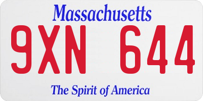 MA license plate 9XN644