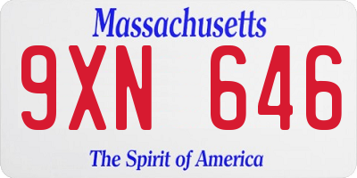 MA license plate 9XN646