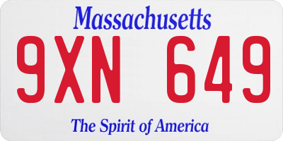 MA license plate 9XN649
