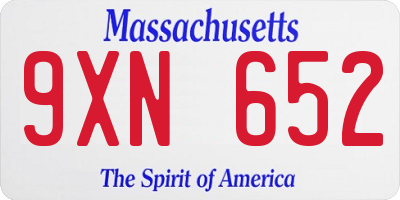 MA license plate 9XN652