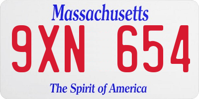 MA license plate 9XN654