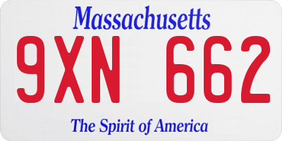 MA license plate 9XN662