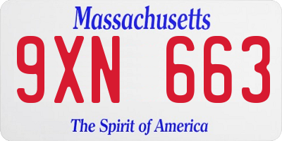 MA license plate 9XN663
