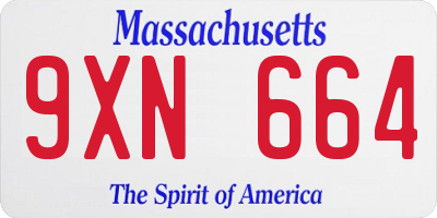 MA license plate 9XN664