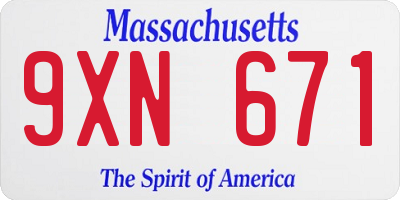 MA license plate 9XN671